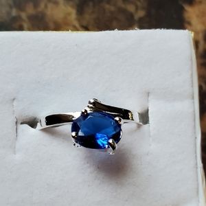Silver 925 ring with blue rhinestone